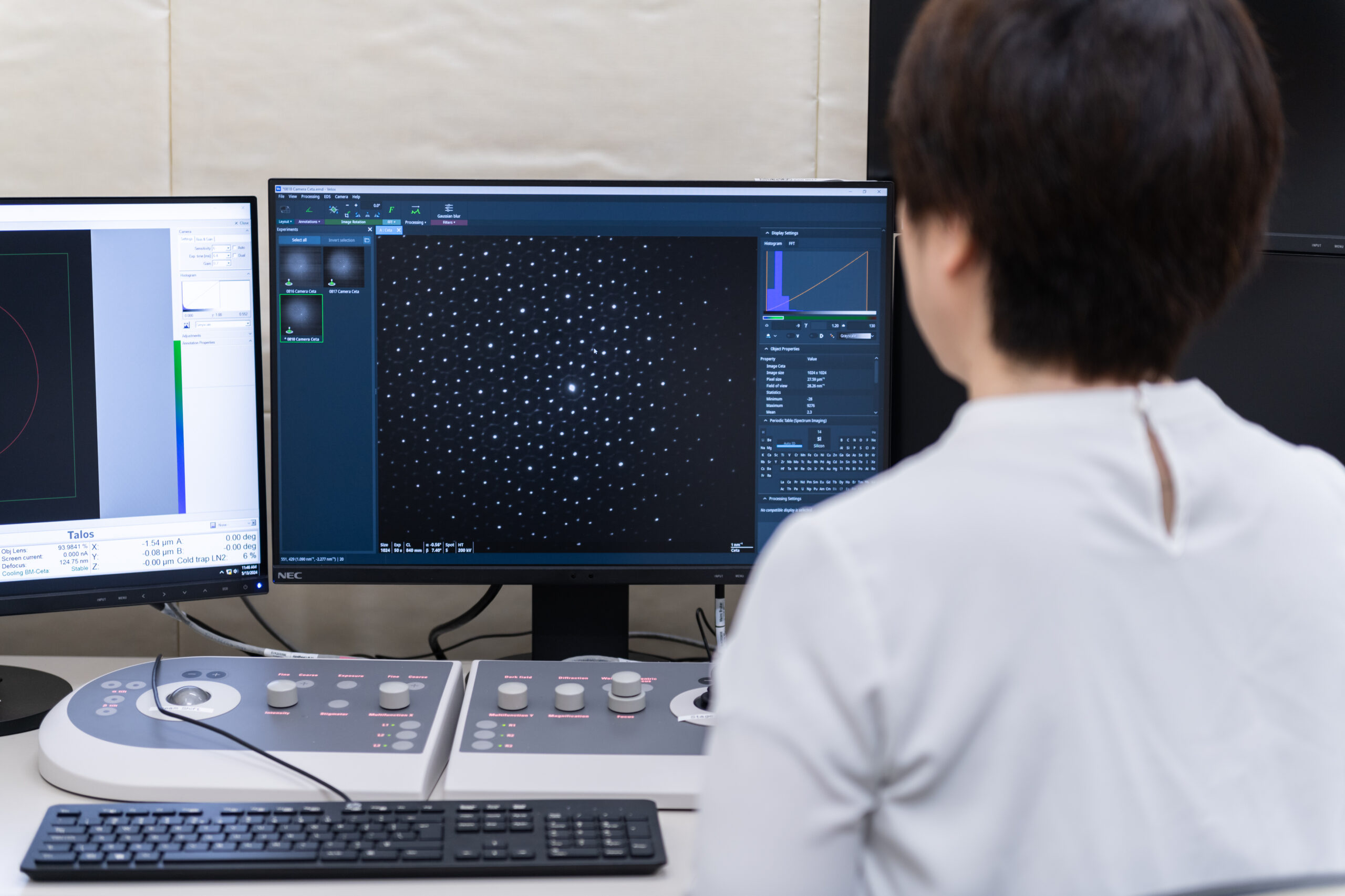 Diffraction pattern of quasicrystal shown on a display
